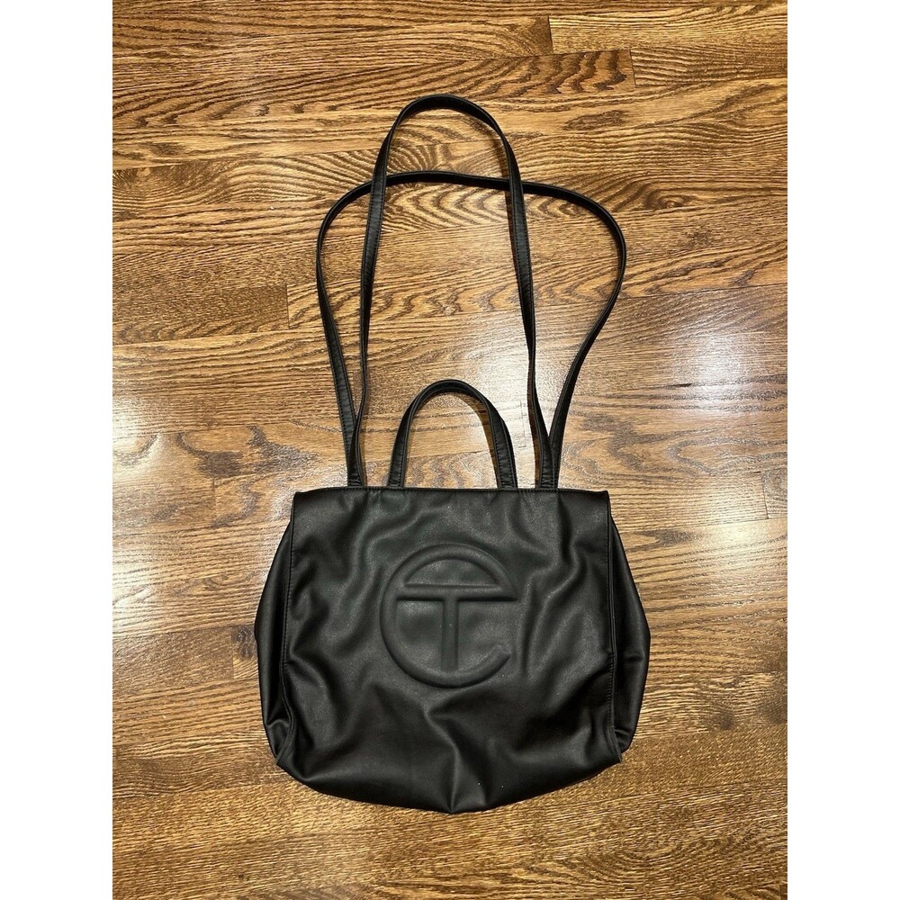 Telfar Medium Shopping Bag in Faux Black Leather